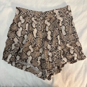 H&M Brown High Waist Snake Skin Shorts